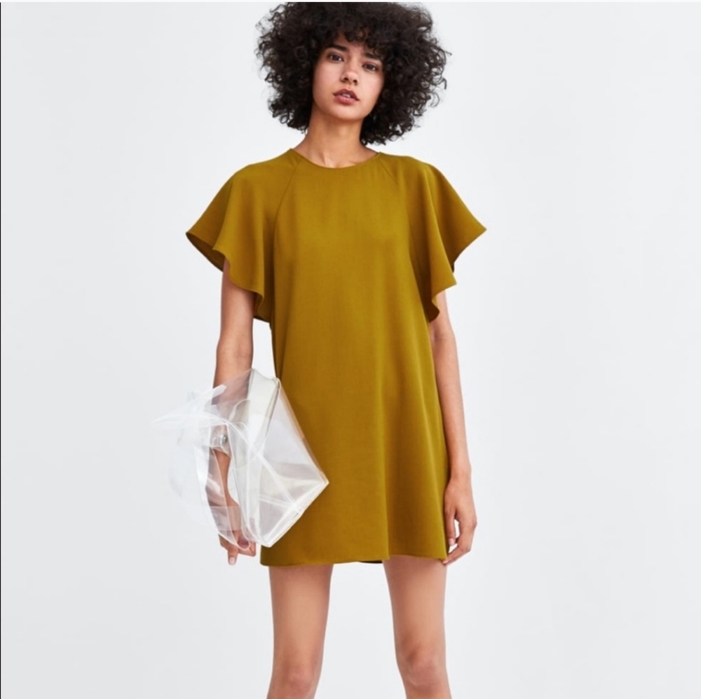 Zara ruffled sleeves mini dress